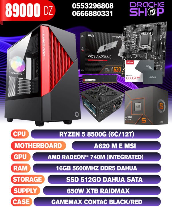 Config Ryzen 5 8500G 16GB  RAM DDR5 256GB SSD