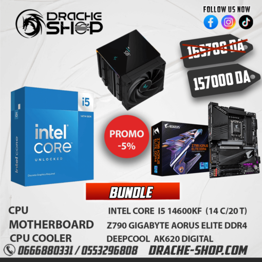 Combo Cpu Intel I5 14600KF +Carte Mère Z790 Gigabyte + Refroidisseur Deepcool AK620 Digital