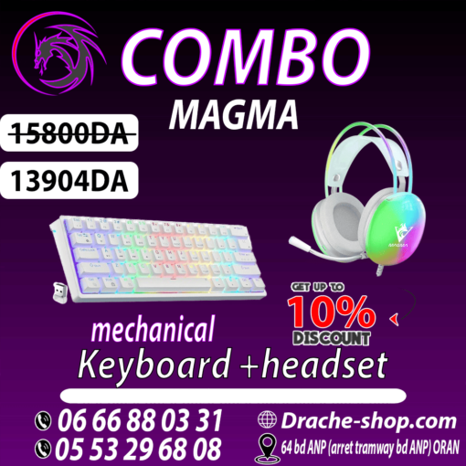 Combo Magma Clavier mécanique Fiora F61 White + Casque Magma Valivox V505