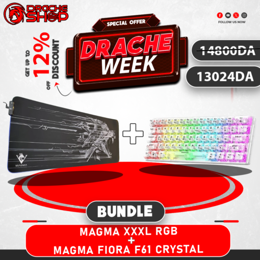 Combo Tapis de Souris Magma XXXL RGB+ Clavier Mécanique F61 Fiora Crystal RGB