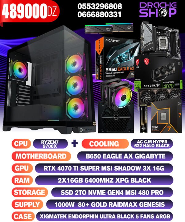 Config Ryzen 7 9700X RAM 2*16GB DDR5 SSD Nvme 2TB