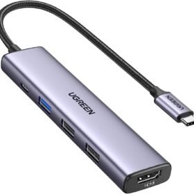 UGREEN USB C Hub, 5-in-1 USB C Adapter with 4K HDMI, 100W P D, 3 USB A Data Ports