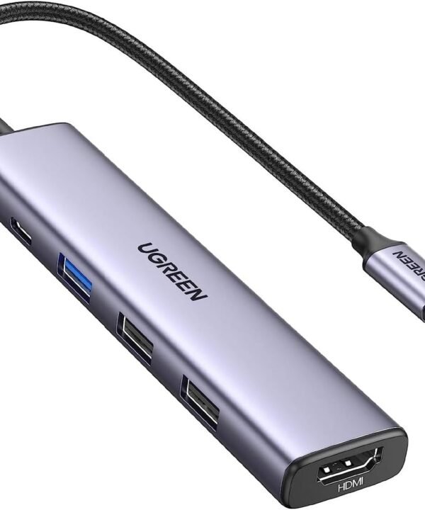 UGREEN USB C Hub, 5-in-1 USB C Adapter with 4K HDMI, 100W P D, 3 USB A Data Ports
