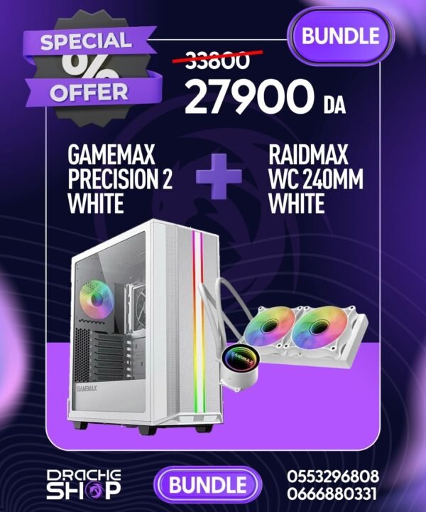 Combo Case Gamemax Precesion 2 + Water Cooling Raidmax 240mm White