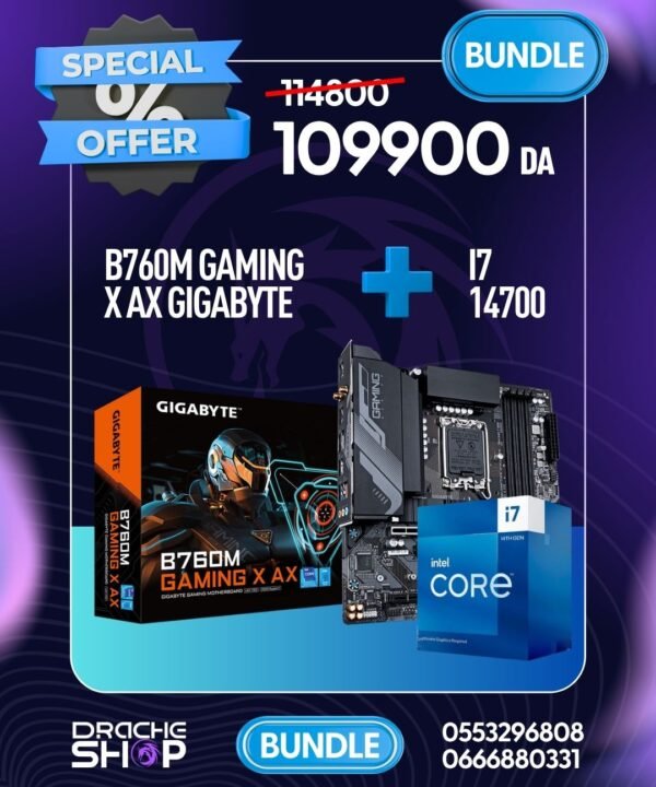 Combo B760m Gaming X AX Gigabyte + Intel I7 14700