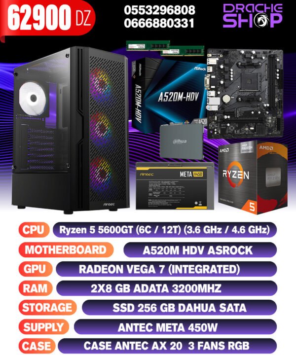 Config Ryzen 5 5600GT Ram 16Gb SSD 256GB