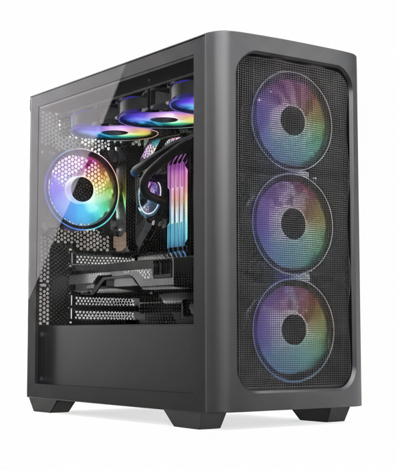 CASE ARES C301 BLACK 4 FANS ARGB + PSU 650