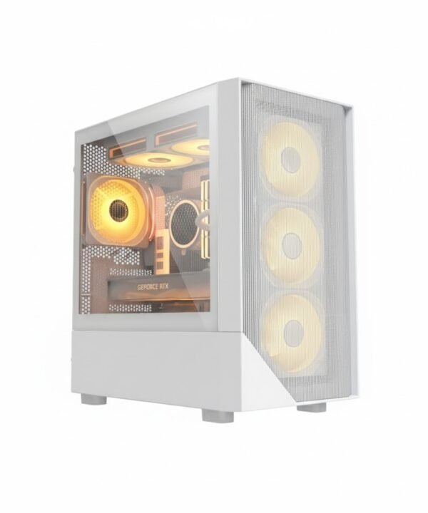 CASE ARES C202 WHITE 4 FANS ARGB  mATX + PSU 650