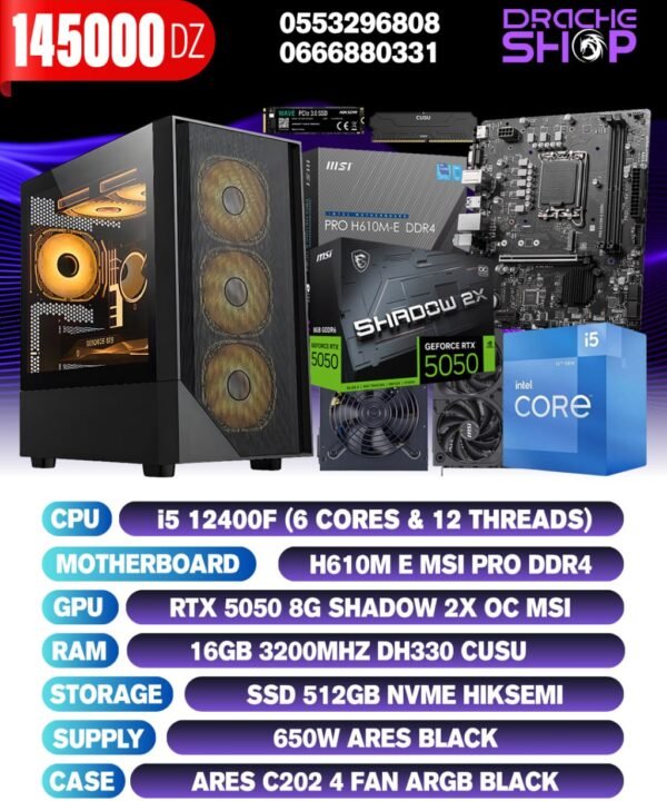 CONFIG INTEL I5 12400F +RTX 5050 8GB
