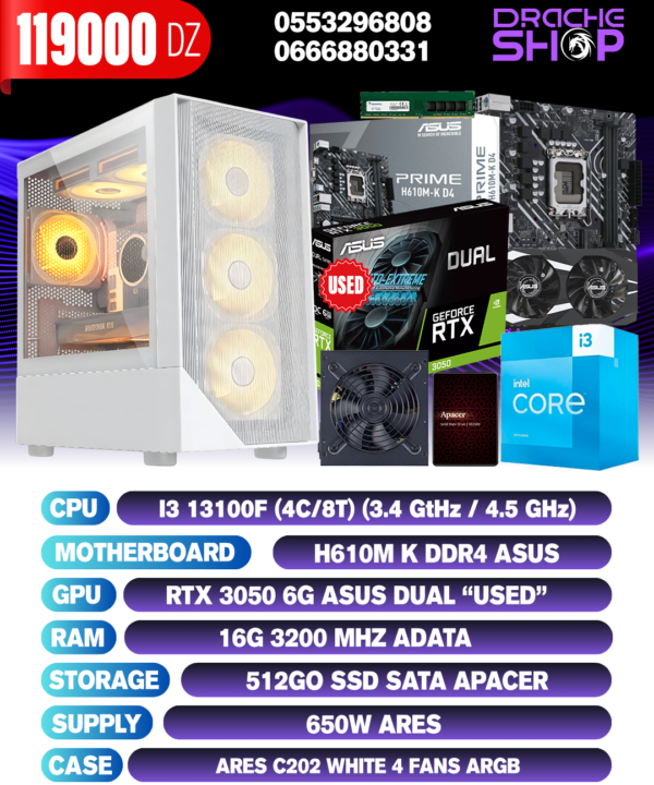 CONFIG I3 13100F+RTX 3050 6g