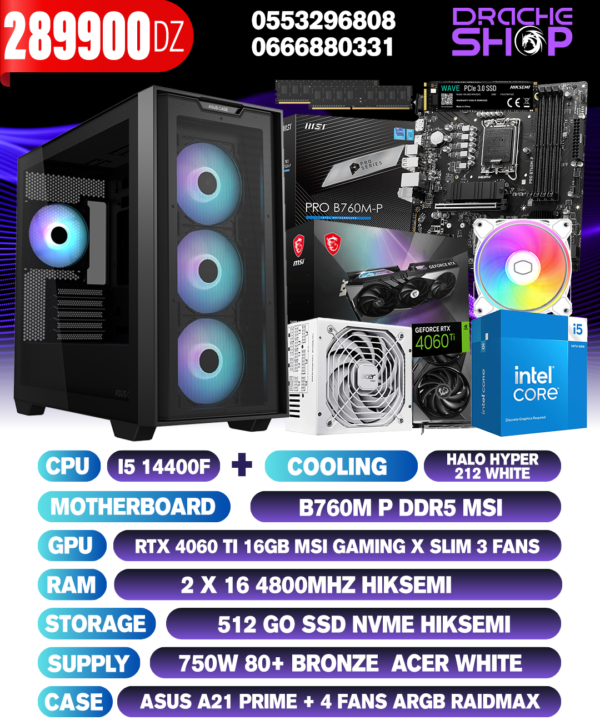 CONFIG I5 14400f+RTX 4060 TI 16GB