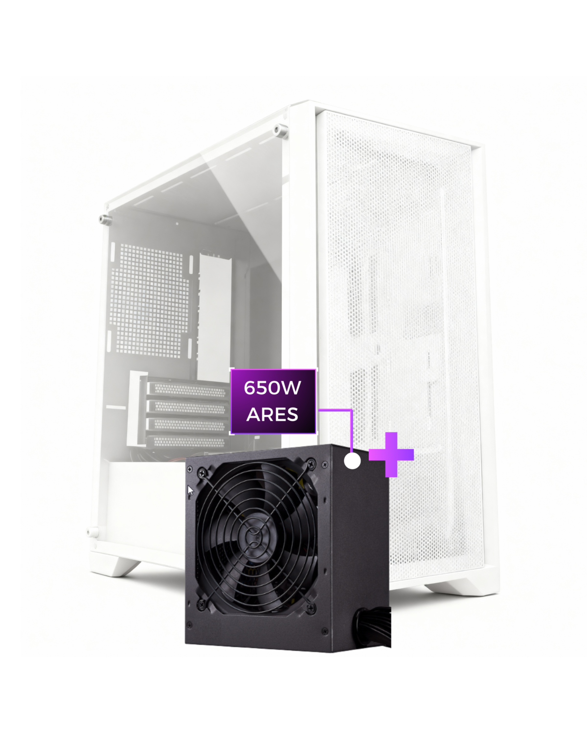 Case Ares B02M WHITE+PSU650W - Image 1