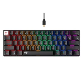 HAVIT HV-KB903L Mechanical Gaming Keyboard – RGB Backlit, Red Switches, White Switches, 61 Keys Black / White