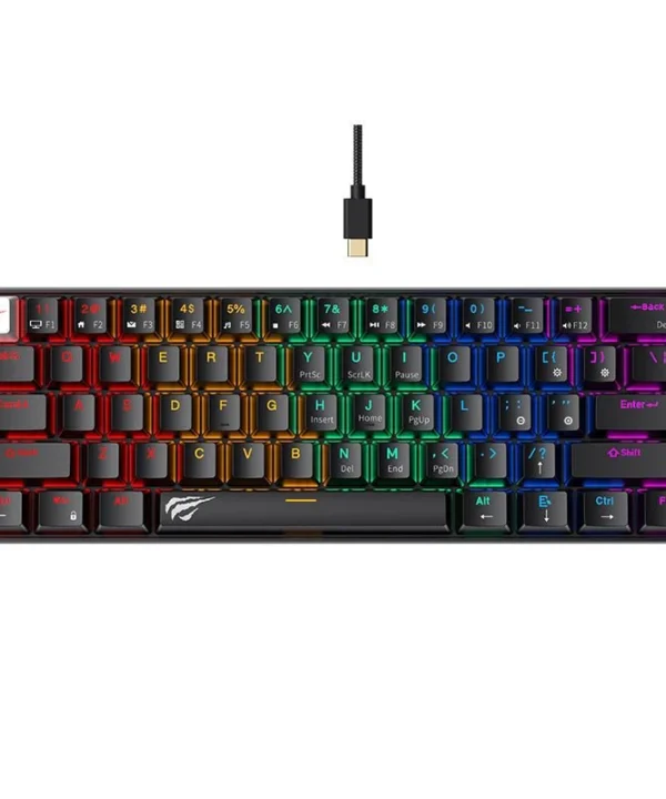 HAVIT HV-KB903L Mechanical Gaming Keyboard – RGB Backlit, Red Switches, White Switches, 61 Keys Black / White