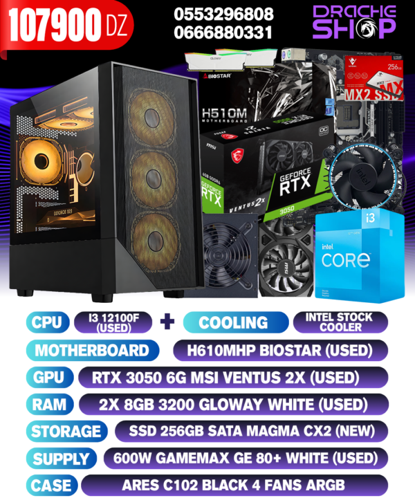 Config intel I3 12100F+RTX3050 USED