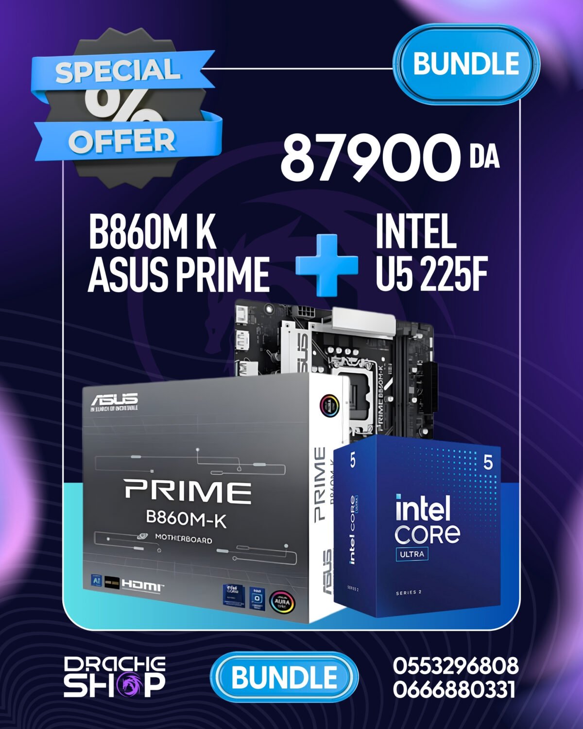 BUNDEL CPU Intel U5 225F + B860m K Asus Prime - Image 1